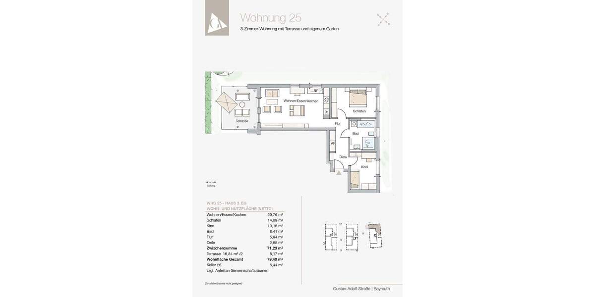 Etagenwohnung Bayreuth Kreuzstein - 3 Zimmer, 79 m&sup2;, 425.820&euro; | Angebot:26917481