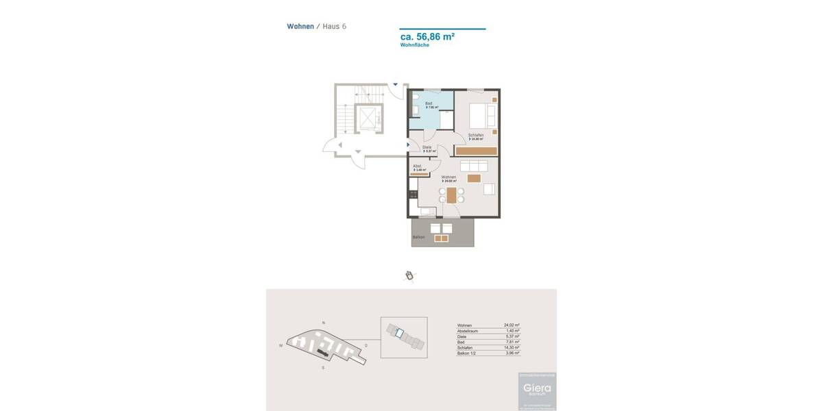 Etagenwohnung Bayreuth Grüner Baum - 2 Zimmer, 56 m&sup2;, 757&euro; | Angebot:26075684