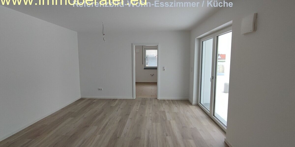 Projektiert 4-Zi-Neubauwohnung WFL ca. 104 m² Erdgeschosss mit Terrasse und eig. Gartenanteil Garage und Kfz-Stellplatz Bezug Frühjahr 2027. - Erdgeschoßwohnung Speichersdorf | Angebot:15896480