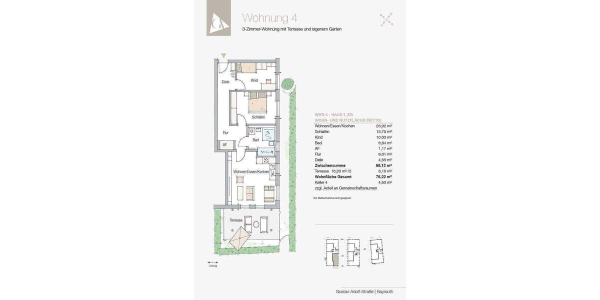 Etagenwohnung Bayreuth Kreuzstein - 3 Zimmer, 76 m&sup2;, 401.344&euro; | Angebot:26189799