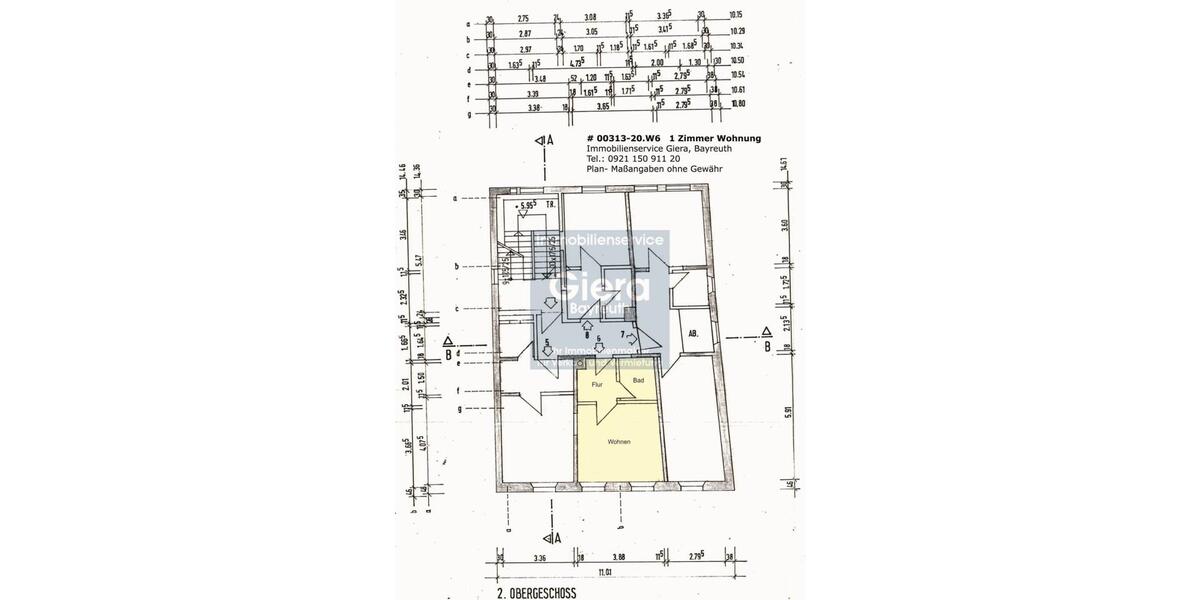Etagenwohnung Bayreuth City - 1 Zimmer, 21 m&sup2;, 350&euro; | Angebot:24891822