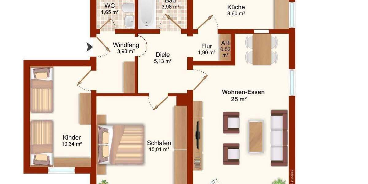 Etagenwohnung Bayreuth / Meyernberg Meyernberg - 3 Zimmer, 80 m&sup2;, 259.000&euro; | Angebot:25800432