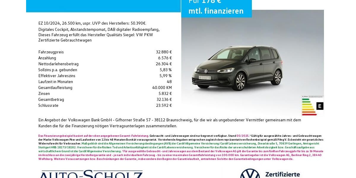 VW Touran 26.500 km 32.880 &euro; Bayreuth 95448