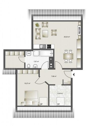 Dachgeschoßwohnung Bayreuth Meyernberg - 3 Zimmer, 69 m&sup2;, 245.000&euro; | Angebot:26834920
