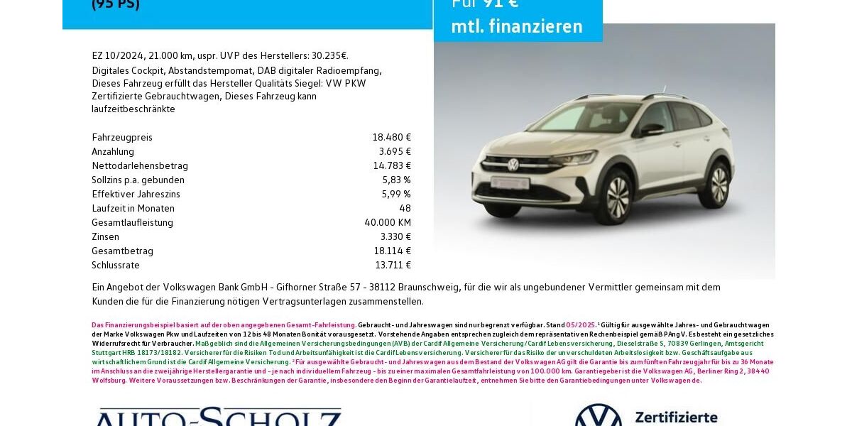 VW Taigo 21.000 km 18.480 &euro; Bayreuth 95448