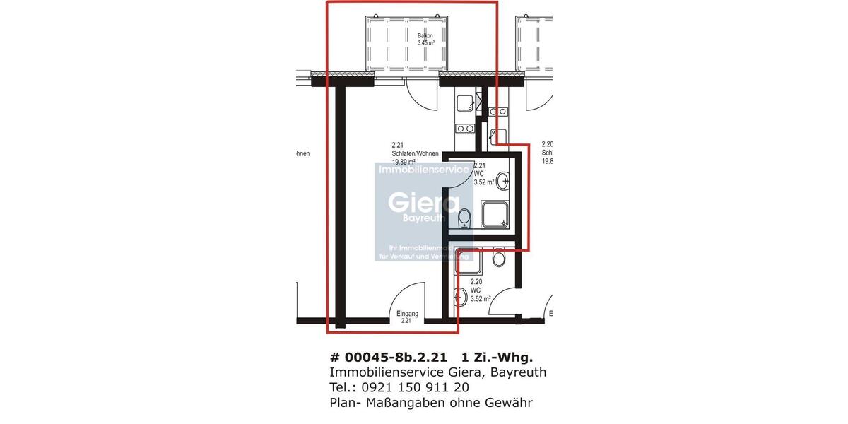 Etagenwohnung Bayreuth Altstadt - 1 Zimmer, 25 m&sup2;, 330&euro; | Angebot:25319520