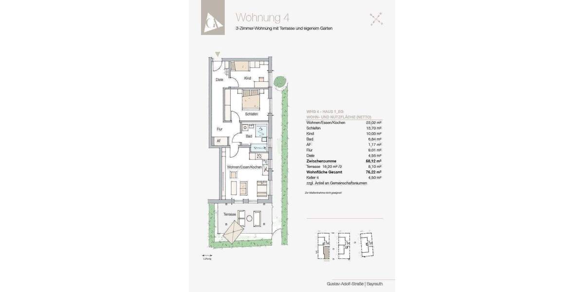 Etagenwohnung Bayreuth Kreuzstein - 3 Zimmer, 76 m&sup2;, 401.344&euro; | Angebot:26920412