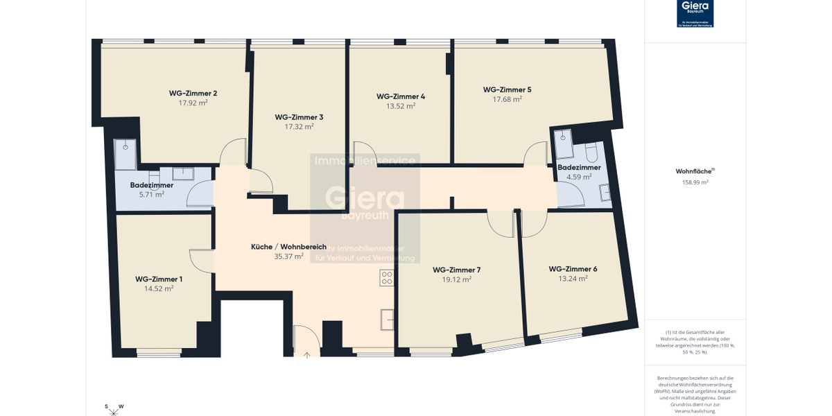 Etagenwohnung Bayreuth City - 1 Zimmer, 14 m&sup2;, 276&euro; | Angebot:26489980