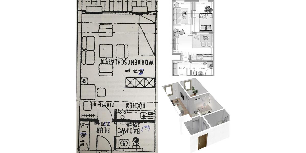 Dachgeschoßwohnung Bayreuth Meyernberg - 1.5 Zimmer, 36 m&sup2;, 149.000&euro; | Angebot:26037479