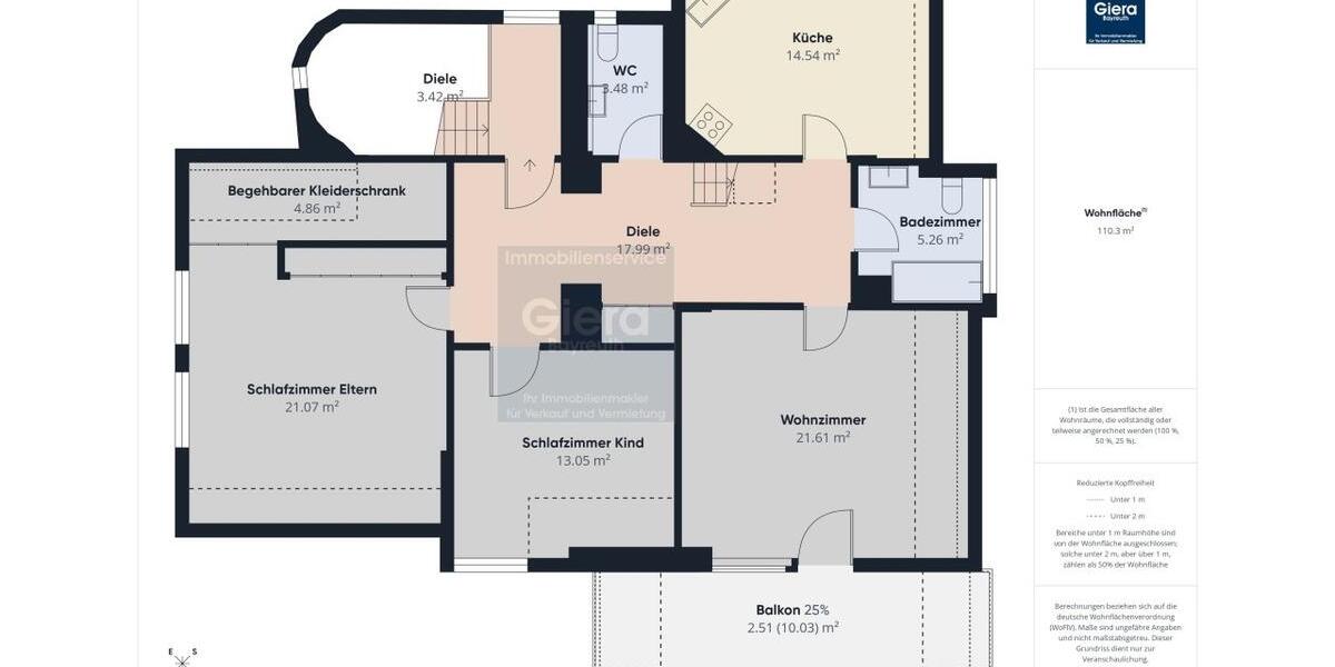 Etagenwohnung Neudrossenfeld - 3 Zimmer, 107 m&sup2;, 1.200&euro; | Angebot:25304925