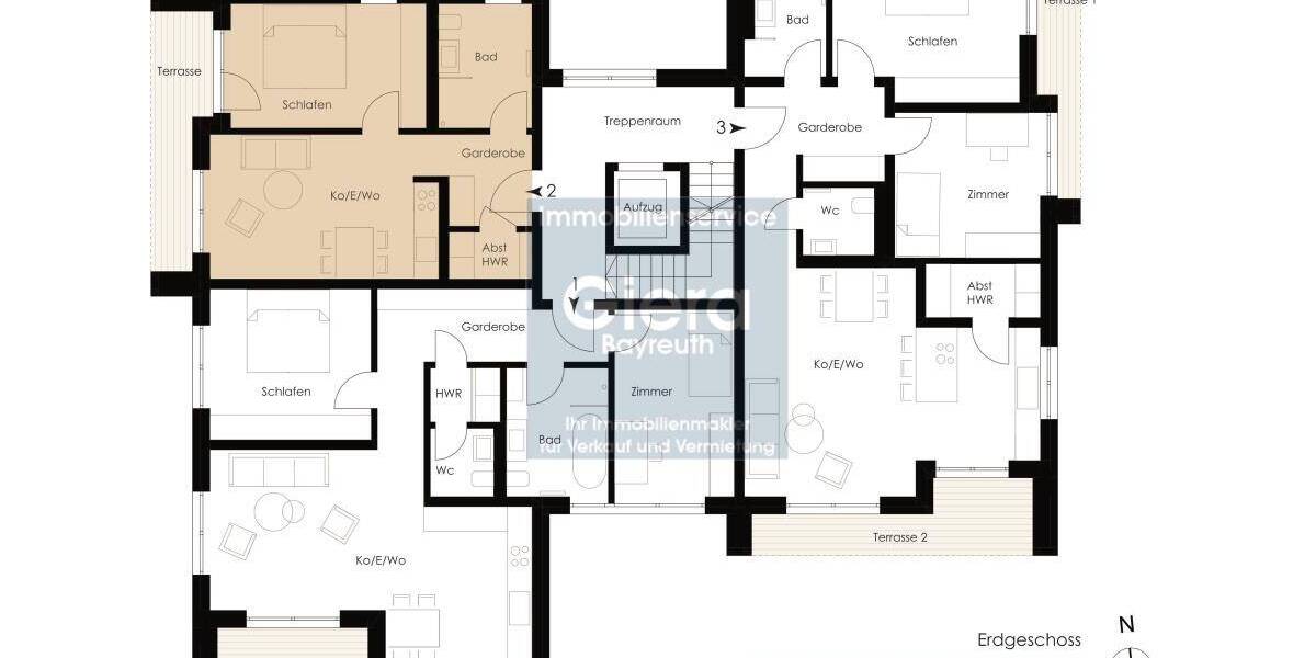 Etagenwohnung Bayreuth St. Johannis - 2 Zimmer, 50 m&sup2;, 251.856&euro; | Angebot:25796140